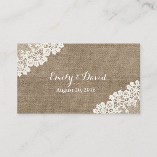  Hoek Kant Burlap Wedding Website Invoegen Informatiekaartje (Voorkant)