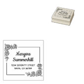 Hoek Roos Bloemen Boeket Adres Rubberstempel (Gestempeld)