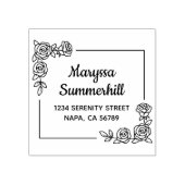 Hoek Roos Bloemen Boeket Adres Rubberstempel (Afrduk)