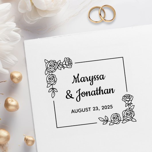 Hoek Roos Bloemen Boeket bruiloft Jubileum Rubberstempel