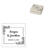 Hoek Roos Bloemen Boeket bruiloft Jubileum Rubberstempel (Gestempeld)