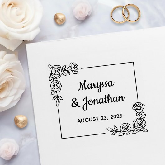 Hoek Roos Bloemen Boeket bruiloft Jubileum Zelfinktende Stempel