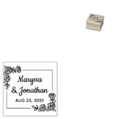 Hoek Roos Bloemen bruiloft Jubileum 1x1 Rubberstempel (Gestempeld)