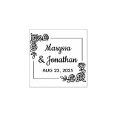 Hoek Roos Bloemen bruiloft Jubileum 1x1 Rubberstempel (Afrduk)