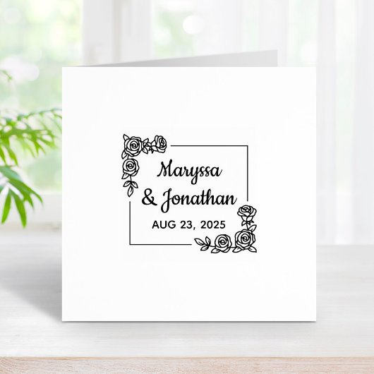 Hoek Roos Bloemen bruiloft Jubileum 1x1 Rubberstempel