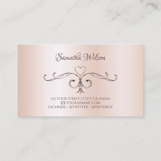 hoek Shimmery Roos Pastel Roze gekleurd Visitekaartje (Achterkant)