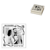 Hoek Swirls Huwelijk Save the Date Aangepaste Foto Rubberstempel (Gestempeld)