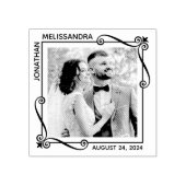Hoek Swirls Huwelijk Save the Date Aangepaste Foto Rubberstempel (Afrduk)