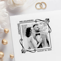 Hoek Swirls Huwelijk Save the Date Aangepaste Foto