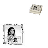 Hoek Swirls Vierkant Lijst aangepaste fototekst Rubberstempel (Gestempeld)