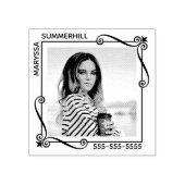 Hoek Swirls Vierkant Lijst aangepaste fototekst Rubberstempel (Afrduk)