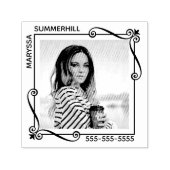 Hoek Swirls Vierkant Lijst aangepaste fototekst Zelfinktende Stempel (Design)