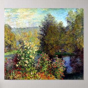 Hoek van de tuin door Monet Print