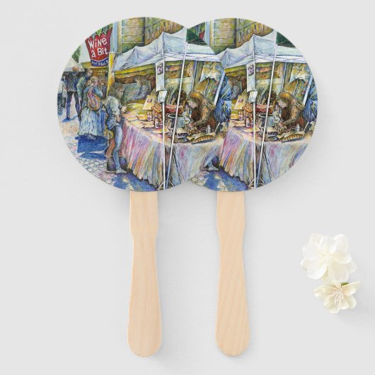 Hoek van het Boerderij van de Vliegende Varken en  Handwaaier (Voorkant en achterkant)