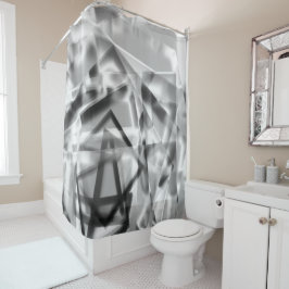 Hoek van vierkante stukken acryl, grijs tot wit douchegordijn