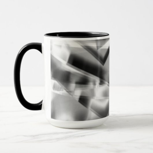 Hoek van vierkante stukken acryl, grijs tot wit mok (Links)