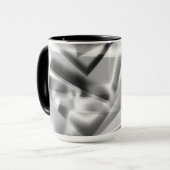 Hoek van vierkante stukken acryl, grijs tot wit mok (Voorkant links)