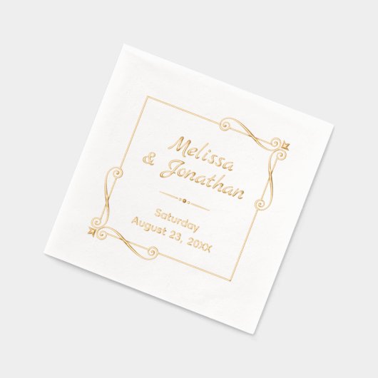 Hoek Wervelingen Vierkant Lijst bruiloft Jubileum Folie Servetten (Links)