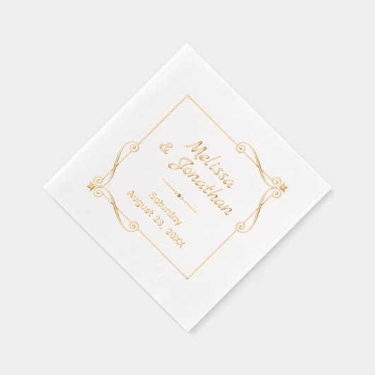 Hoek Wervelingen Vierkant Lijst bruiloft Jubileum Folie Servetten (Rechts)