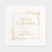 Hoek Wervelingen Vierkant Lijst bruiloft Jubileum Folie Servetten (Voorkant)