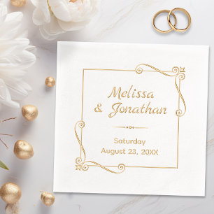 Hoek Wervelingen Vierkant Lijst bruiloft Jubileum Folie Servetten