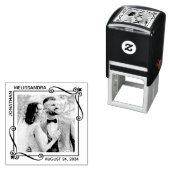 Hoek Wervelingen Vierkant Lijst Trouwfoto Zelfinktende Stempel (In situ)