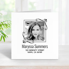 Hoek Wervelt Vierkant Lijst Aangepast Fotoadres Rubberstempel