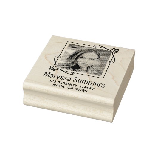 Hoek Wervelt Vierkant Lijst Aangepast Fotoadres Rubberstempel (Stempel)