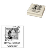 Hoek Wervelt Vierkant Lijst Aangepast Fotoadres Rubberstempel (Gestempeld)