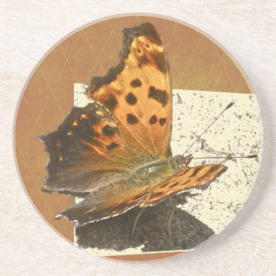 Hoek Wing Comma Butterfly-reeks Zandsteen Onderzetter