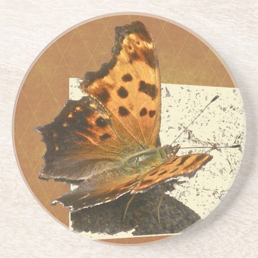 Hoek Wing Comma Butterfly-reeks Zandsteen Onderzetter (Voorkant)