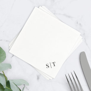 Hoek Wit en Zwart Kleur Trouw Monogram  Servet