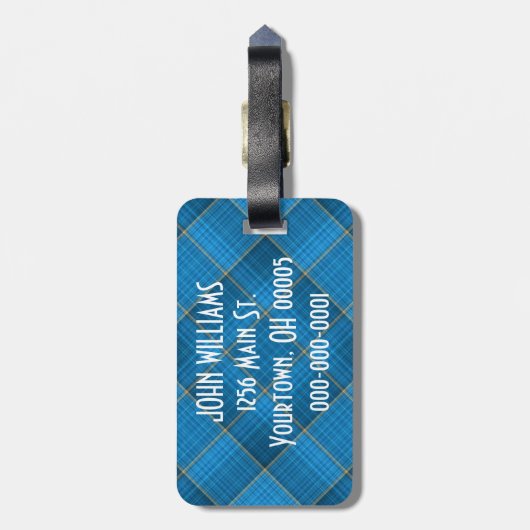 Hoekblauw geplakt met citaat bagagelabel (Achterkant verticaal)