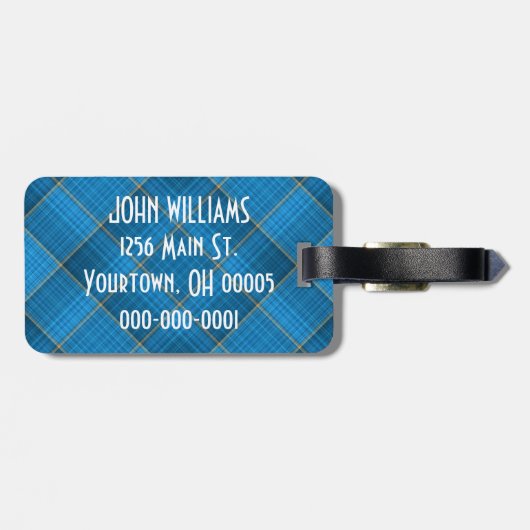 Hoekblauw geplakt met citaat bagagelabel (Achterkant horizontaal)