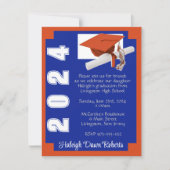 Hoekblok Sinaasappel & Royal Blue Afstuderen Invit Kaart (Voorkant)