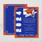 Hoekblok Sinaasappel & Royal Blue Afstuderen Invit Kaart (Voorkant / Achterkant)
