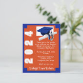 Hoekblok Sinaasappel & Royal Blue Afstuderen Kaart (Staand voorkant)