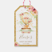 Hoekdieren Luchtballonvaartsfeest Baby shower Cadeaulabel (Achterkant)