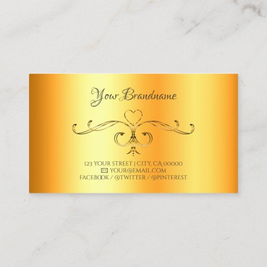  hoeken Initialen Lumineus Oranje Shimmery Visitekaartje (Achterkant)