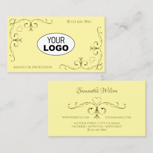 hoeken voor het oogmerk met gouden hoeken met Log Visitekaartje (Voorkant / Achterkant)