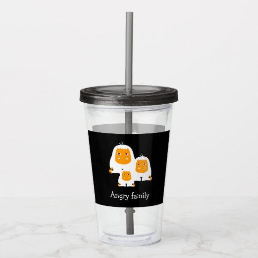 Hoekfamilie apen ontwerpen T-Shirt Bath Mat Acryl Drinkbeker (Voorkant)