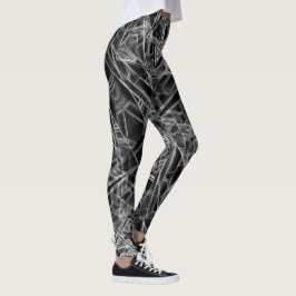 Hoekhoeken van vierkanten, grijze lijnen op zwarte leggings
