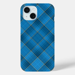 Hoekig blauw geruite patroon iPhone 15 case
