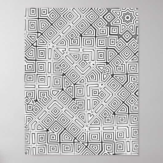 Hoekig Doolhof Raster Kleurplaat Patroonontwerp Poster (Voorkant)