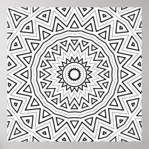 Hoekige Driehoek Burst Mandala Patroon Kunst Pagin Poster