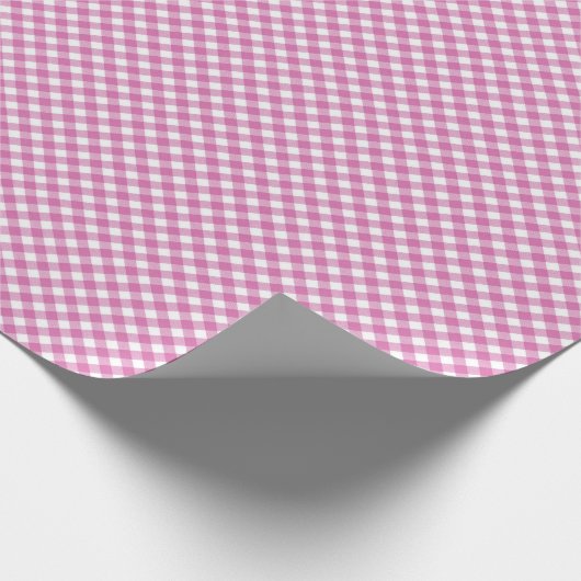 Hoekige Roze en Witte Gingham Cadeaupapier (Hoek)
