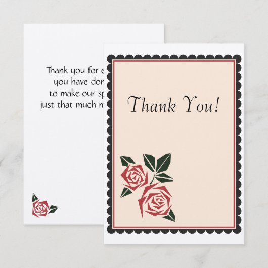 Hoekige Rozen Bedankkaart (Voorkant / Achterkant)