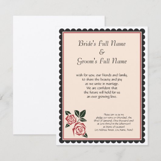 Hoekige Rozen Kaart (Voorkant / Achterkant)