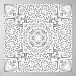 Hoekige stervlam mandala patroon kleur kunst poster