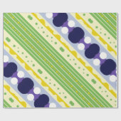 Hoekige Strepen en Stippen Retro Cadeaupapier (Vlak)